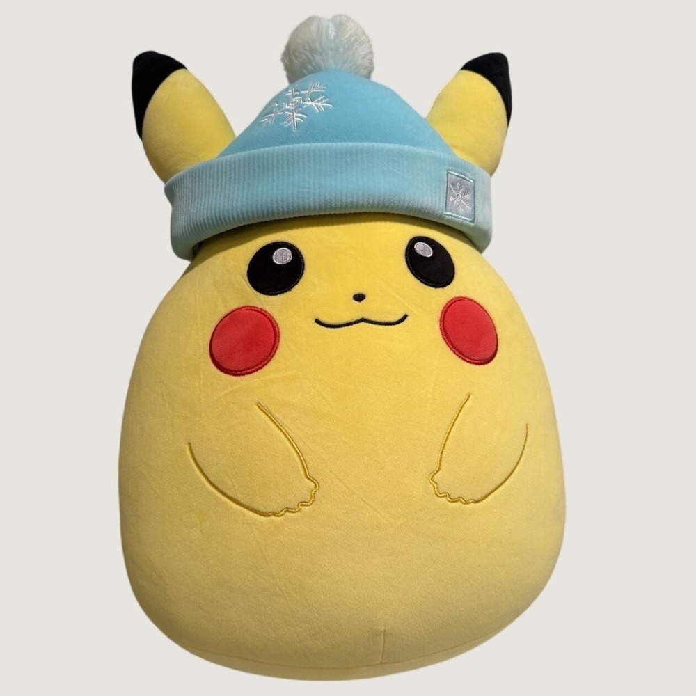 Squishmallows Pikachu Holiday Yellow With‎ Blue Hat Medium Plush